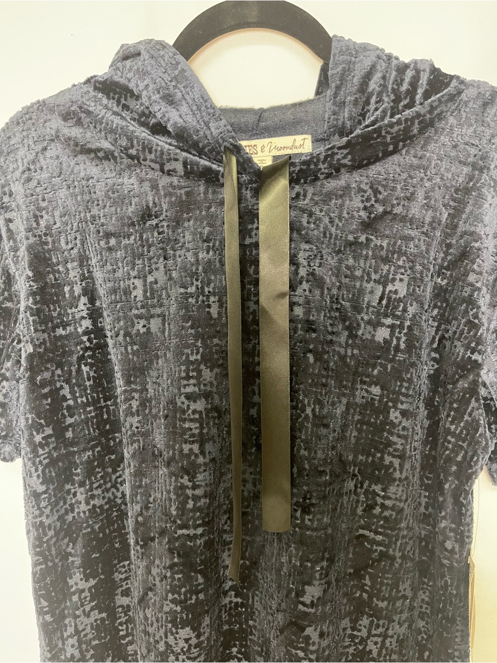 Gypsies & Moondust Navy Velvet T-Shirt Hoodie Size M - Picture 5 of 13